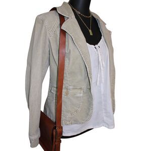 Vintage Y2K Gloria Vanderbilt Tan Corduroy Blazer Jacket Minimalist Fitted